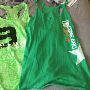 Bundle of 2 green CrossFit tanks medium